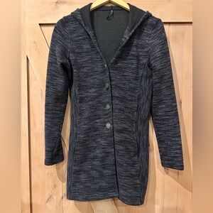 Kuhl Long Sleeve Knit Parka with Hood in Black and Grey - size Small